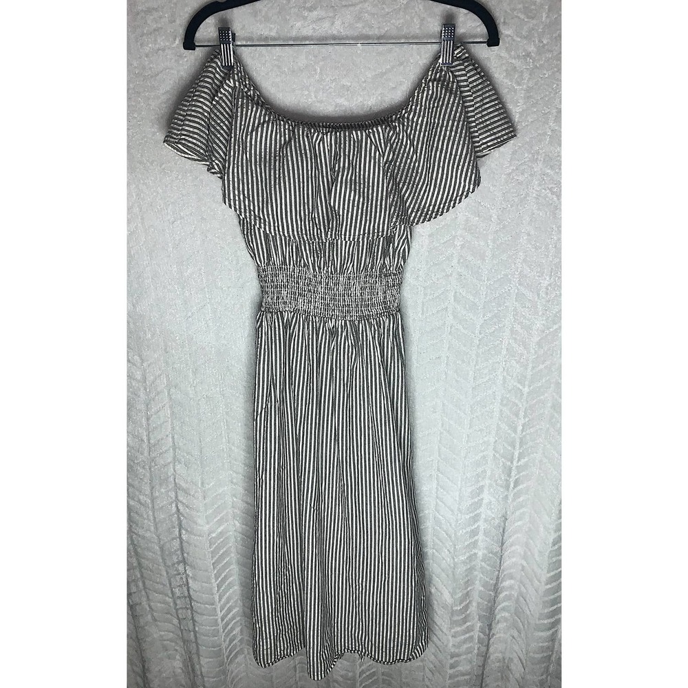 Zara Stripe Ruffled Off Shoulder Dress